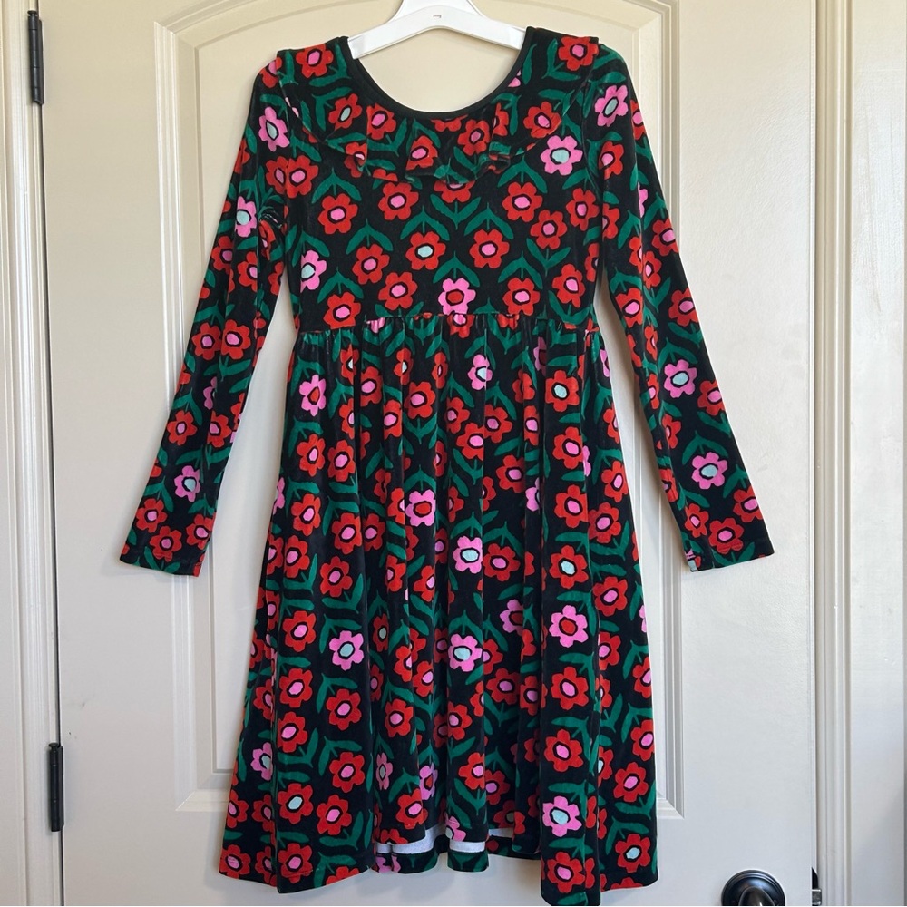 Sz12 Hanna Andersson Print Velour Super Soft Skater Dress - Picture 3 of 9